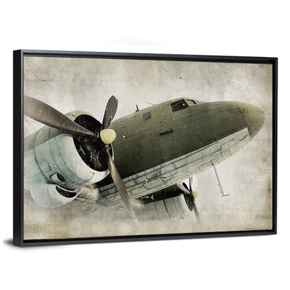 Low Angle Vintage Propeller Airplane Wall Art