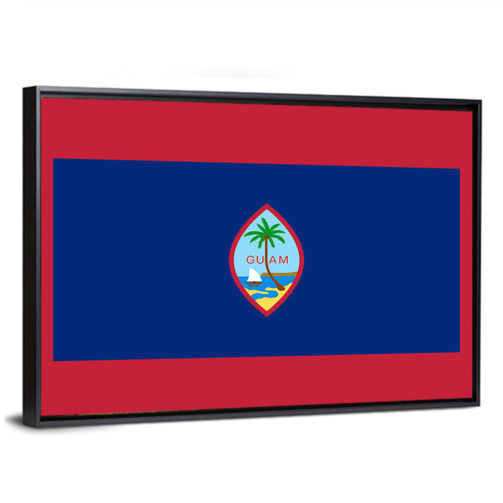 Guam Flag Emblem with Palm and Boat Wall Art