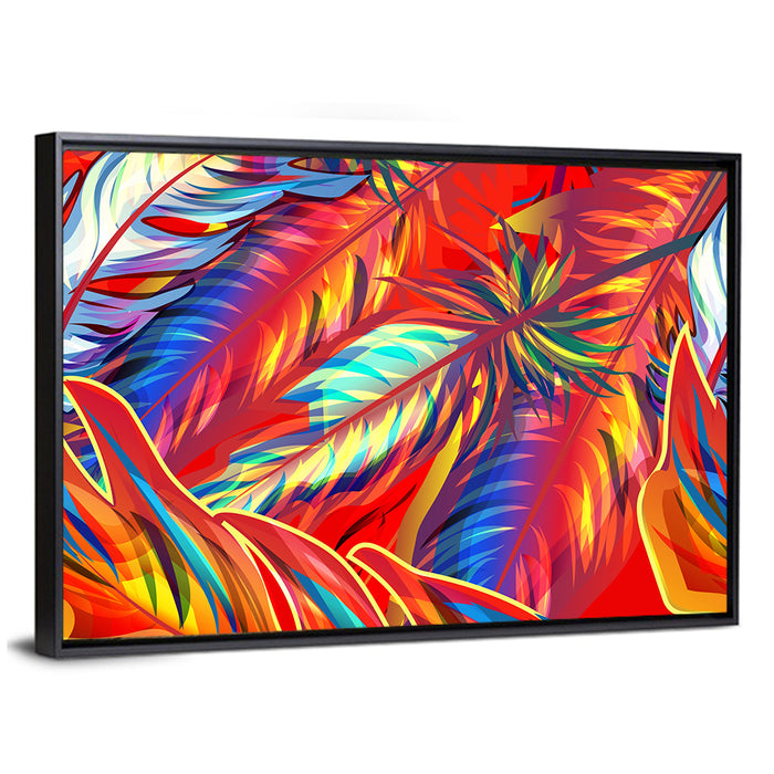 Layered Exotic Feathers Wall Art as a framed canvas