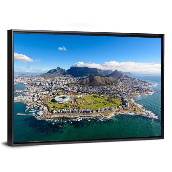 Cape Town Aerial View with Table Mountain Wall Art as a framed canvas