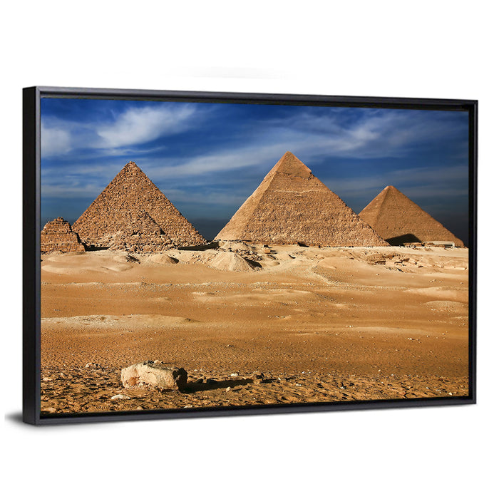 Great Pyramids of Giza Wall Art as a framed canvas