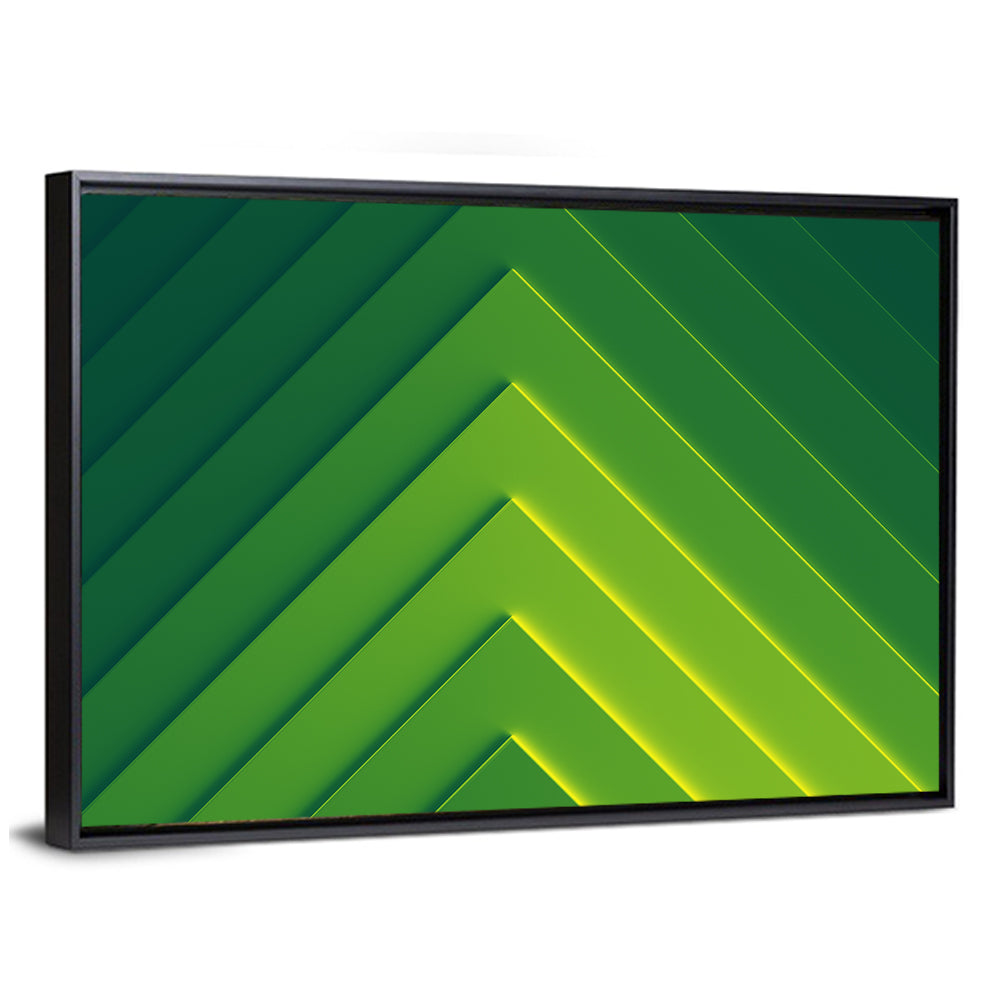 Green Chevron Geometric Abstract Wall Art
