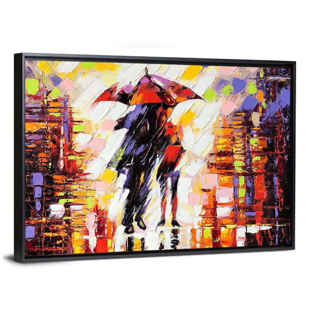 Couple Under Red Umbrella Wall Art