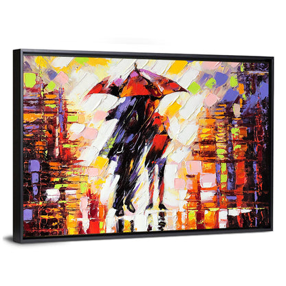 Couple Under Red Umbrella Wall Art