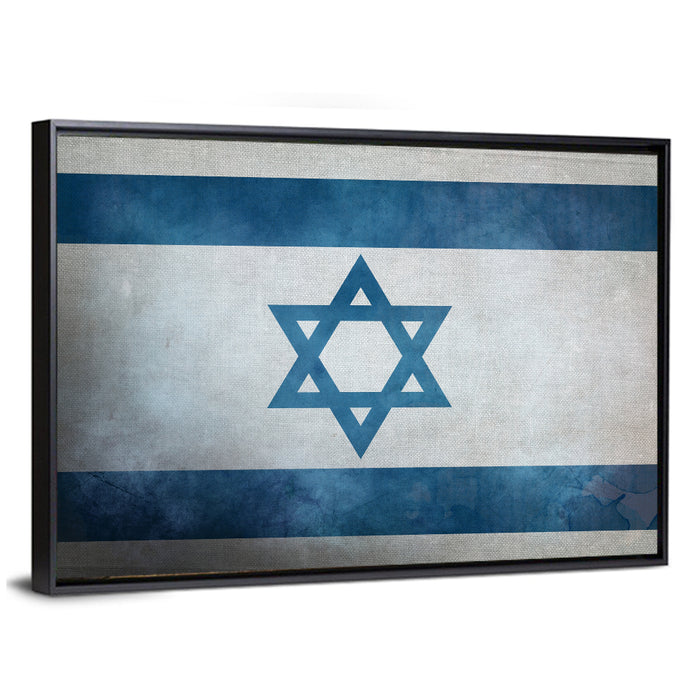 Israeli Flag with Star of David Wall Art as a framed canvas