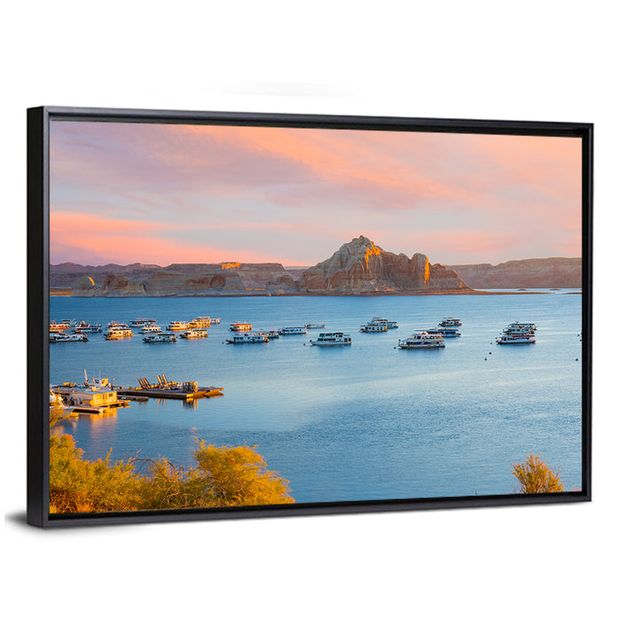 Houseboats on Lake Powell, Page Arizona Wall Art as a framed canvas