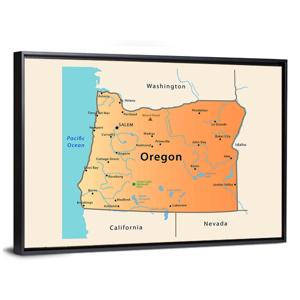 Oregon State Map Wall Art