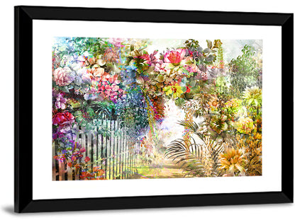 Spring Garden with White Picket Fence Wall Art