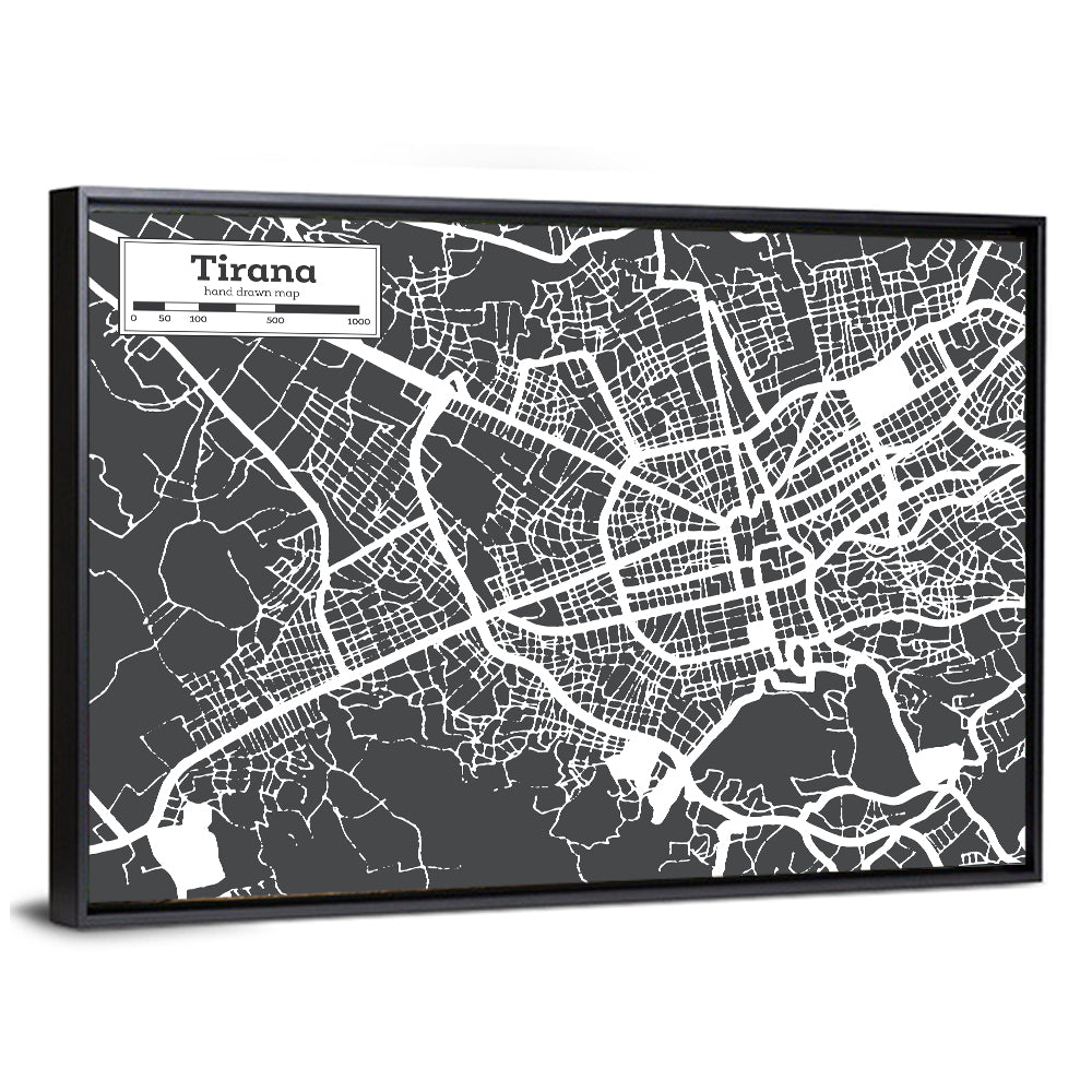 Tirana City Map Wall Art