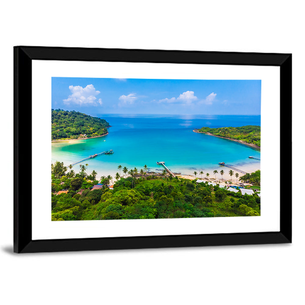 Tropical Bay with Wooden Piers Wall Art