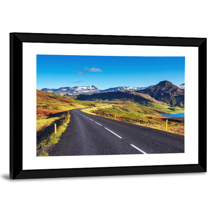 Icelandic Mountain Road Wall Art as a framed print