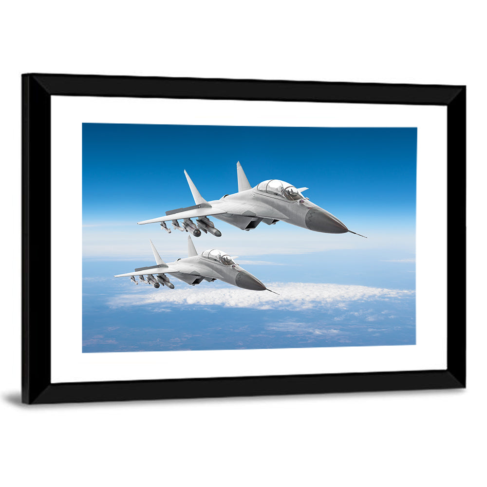 Two Fighter Jets in Formation Wall Art