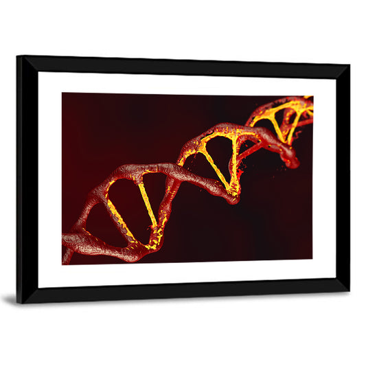 Red Dna Double Helix Wall Art