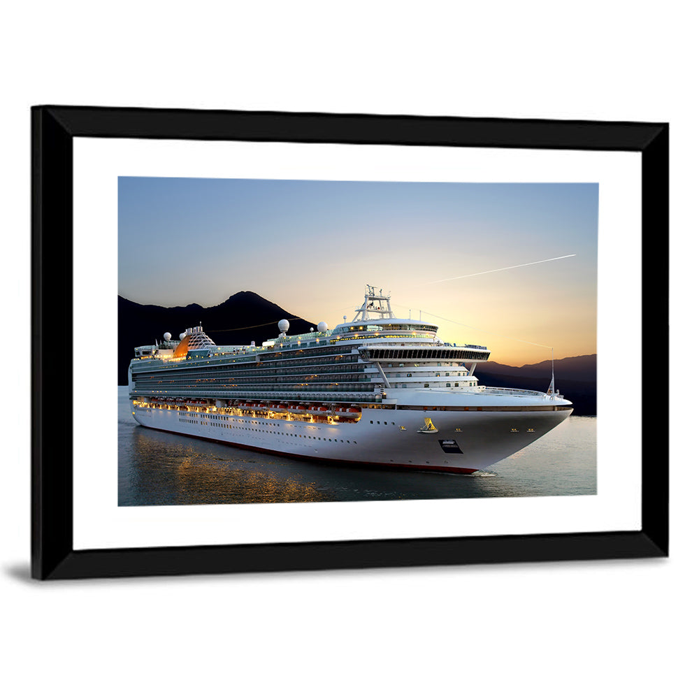 Cruise Ship at Sunset Wall Art
