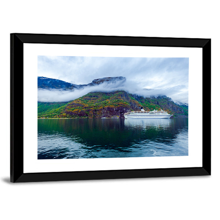 Cruise Ship on Hardanger Fjorden Wall Art as a framed print