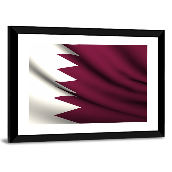 Waving Qatar Flag Wall Art as a framed print