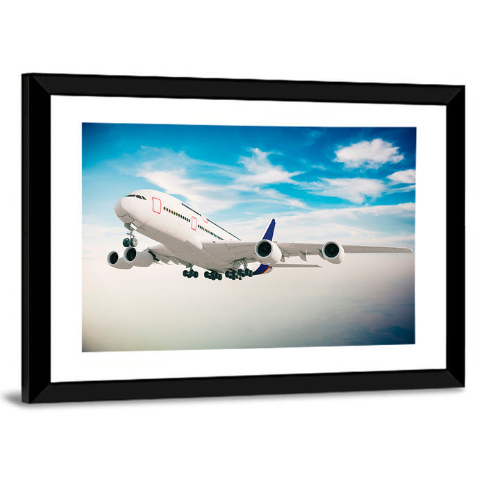 Four-engine Airliner in Flight Wall Art as a framed print