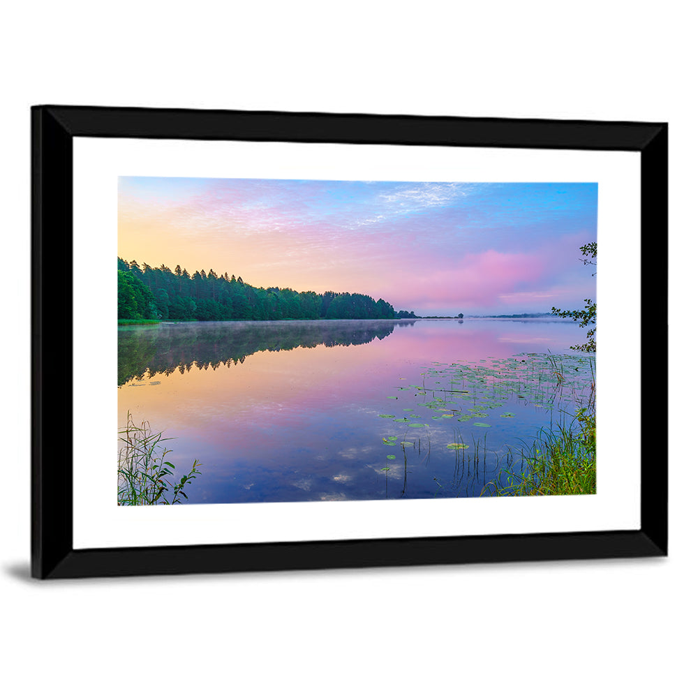 Sunrise Over Forest Lake Wall Art
