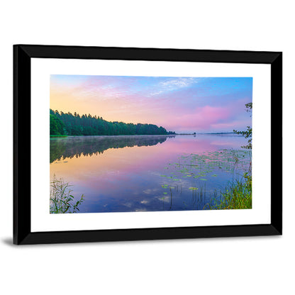 Sunrise Over Forest Lake Wall Art