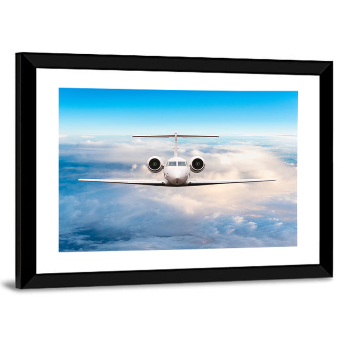 Private Jet in Flight Wall Art as a framed print