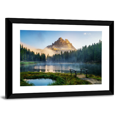 Lago D'antorno with Tre Cime Peaks Wall Art