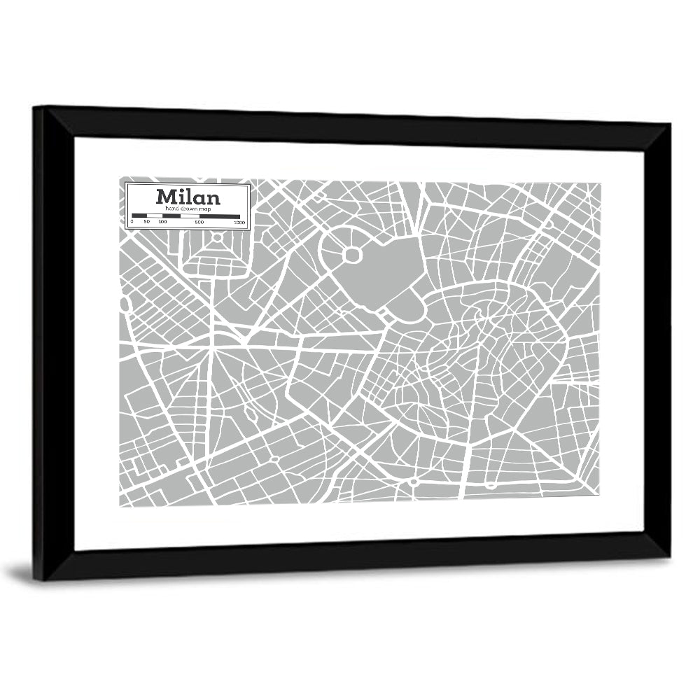 Milan City Map Wall Art