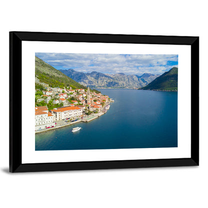 Perast Aerial Coastal View Wall Art