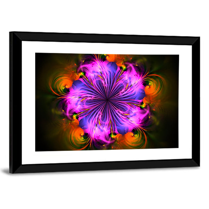 Vibrant Fractal Flower Wall Art as a framed print