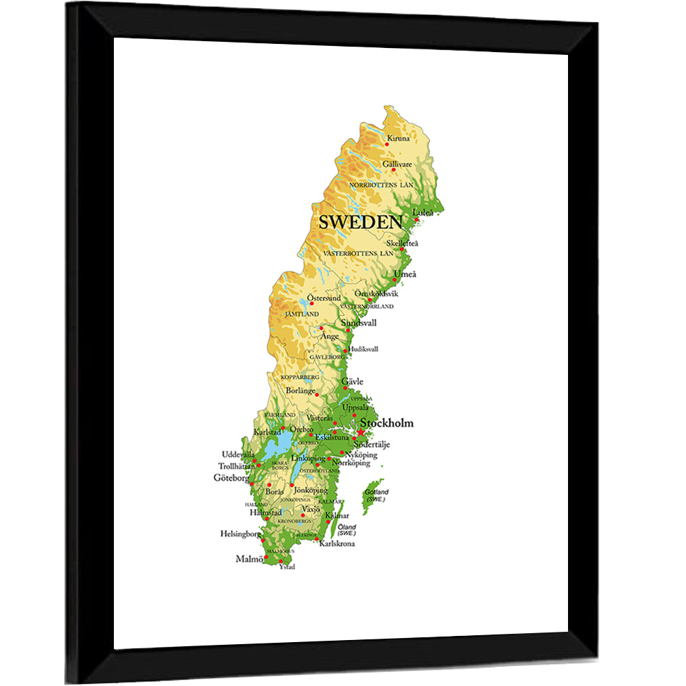Sweden Relief Map Wall Art