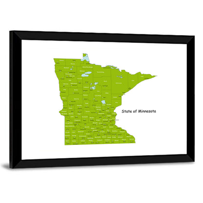 Green Minnesota County Map Wall Art