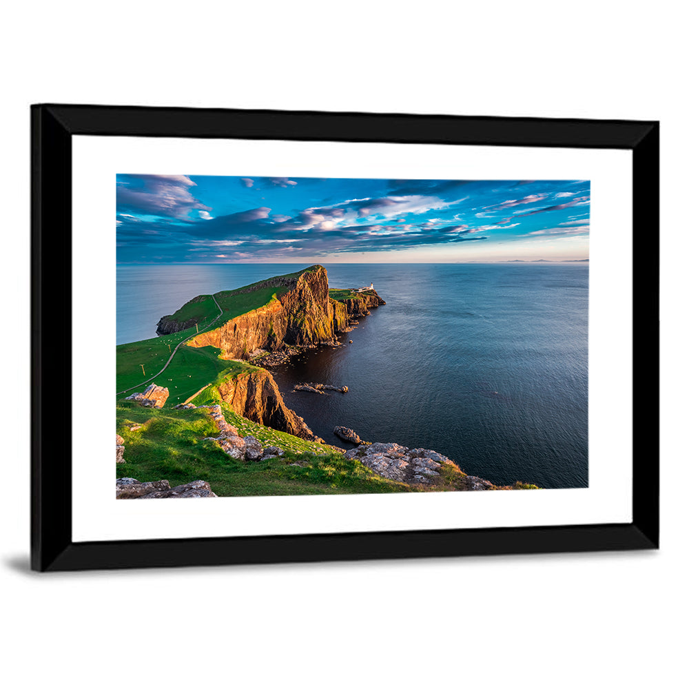 Neist Point Lighthouse at Golden Hour Wall Art