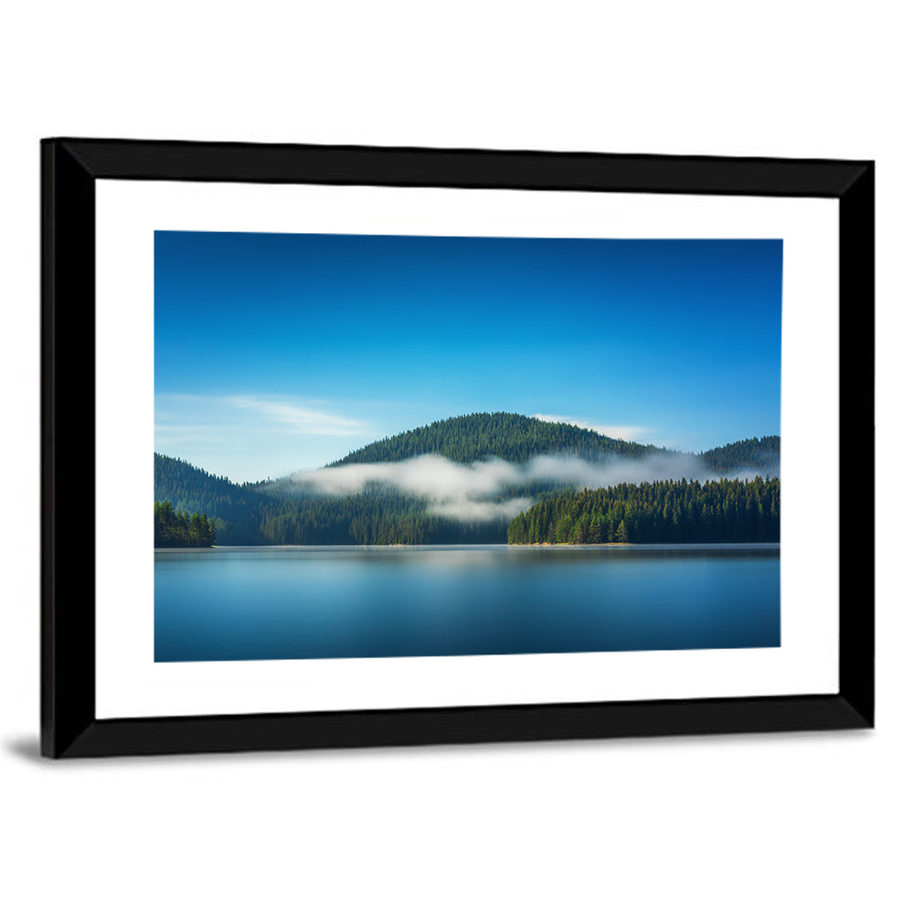Misty Morning Over Mountain Lake Wall Art
