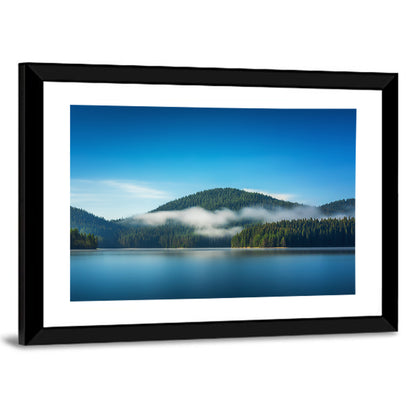 Misty Morning Over Mountain Lake Wall Art