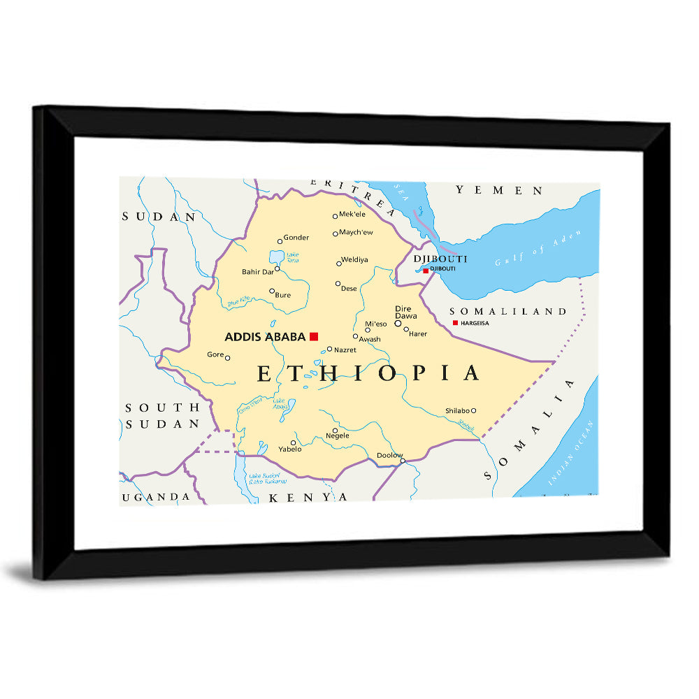 Ethiopia Political Map Wall Art