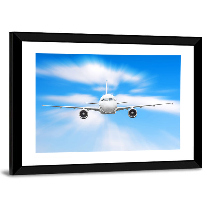 Front View Airliner with Motion Blur Wall Art as a framed print