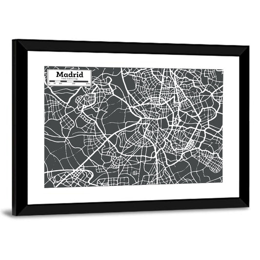 Madrid City Map Wall Art