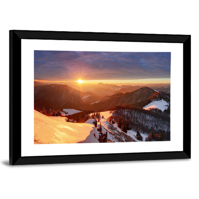 Slovakia Winter Mountain Sunset Wall Art as a framed print