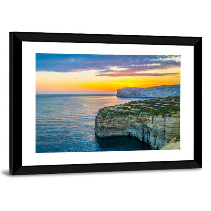 Dwejra Cliffs Sunset, San Lawrenz Wall Art as a framed print