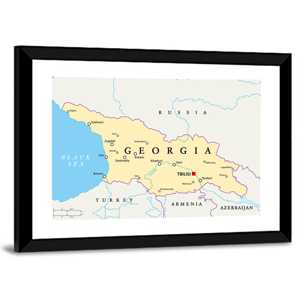 Georgia Political Map with Labeled Cities Wall Art