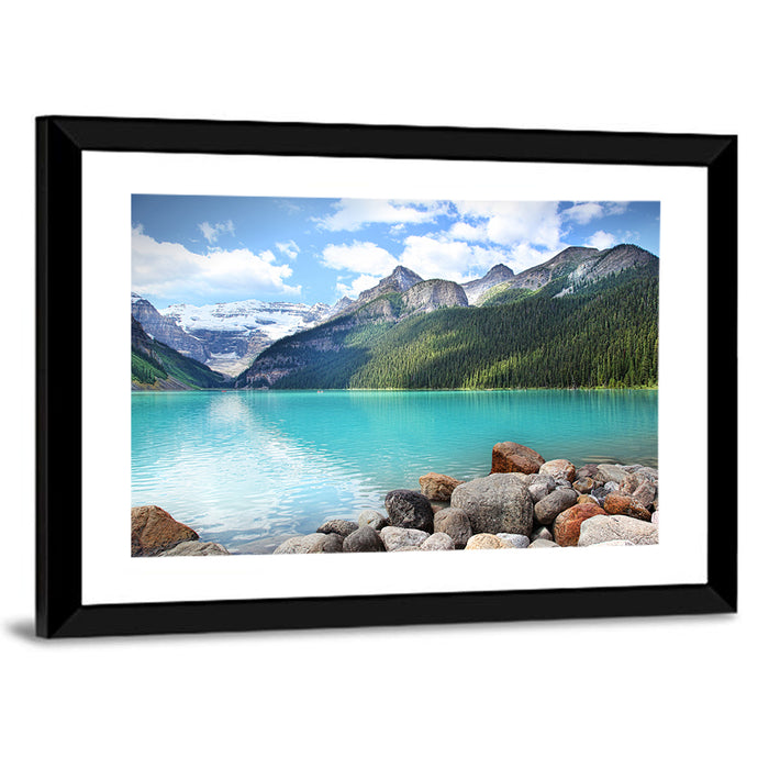 Lake Louise Turquoise Vista Wall Art as a framed print