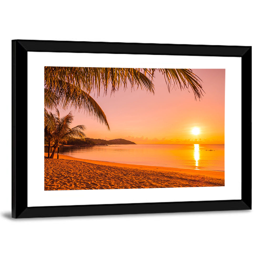 Golden Palm Sunset Wall Art
