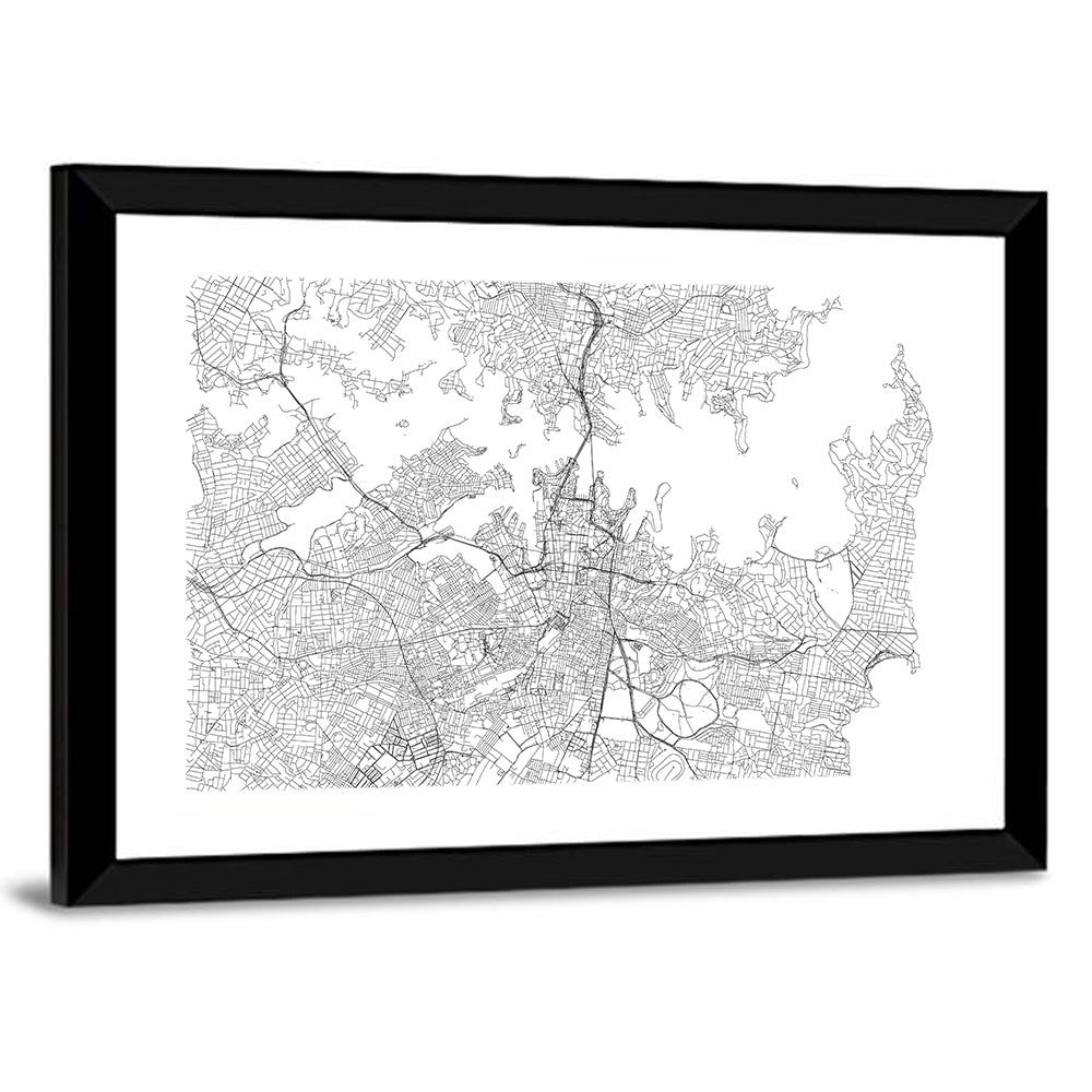 Sydney Harbour City Map Wall Art