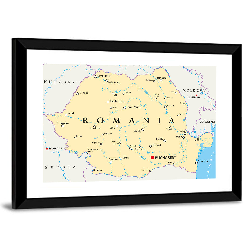 Minimalist Romania Political Map Wall Art
