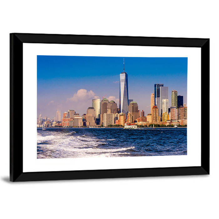 One World Trade Center Skyline Wall Art as a framed print