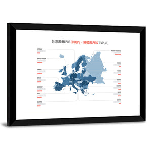 Detailed Map Of Europe Wall Art