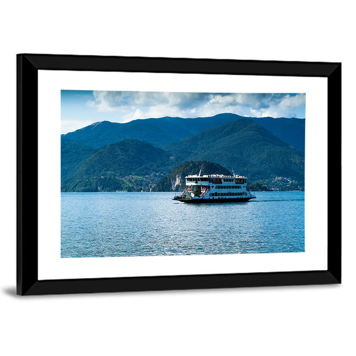 Blue Ferry on Lake Como Wall Art as a framed print