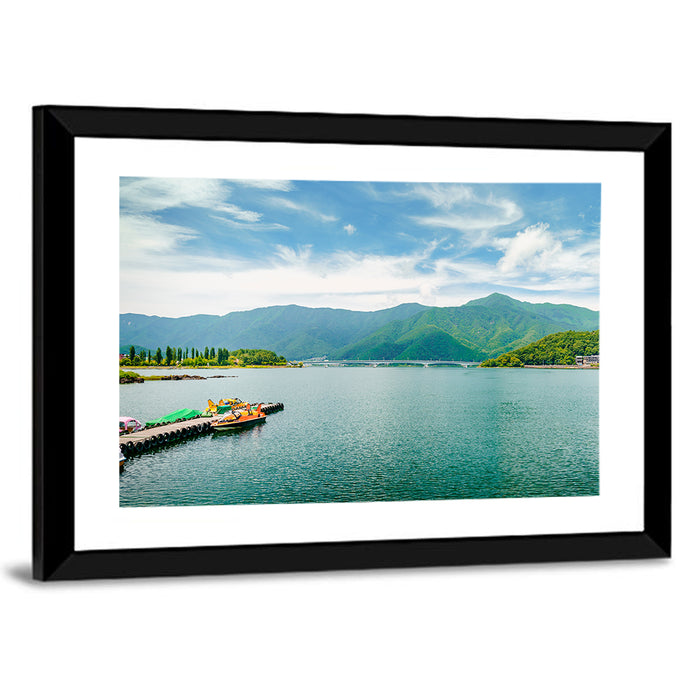 Lake Kawaguchi Mountain View Wall Art as a framed print