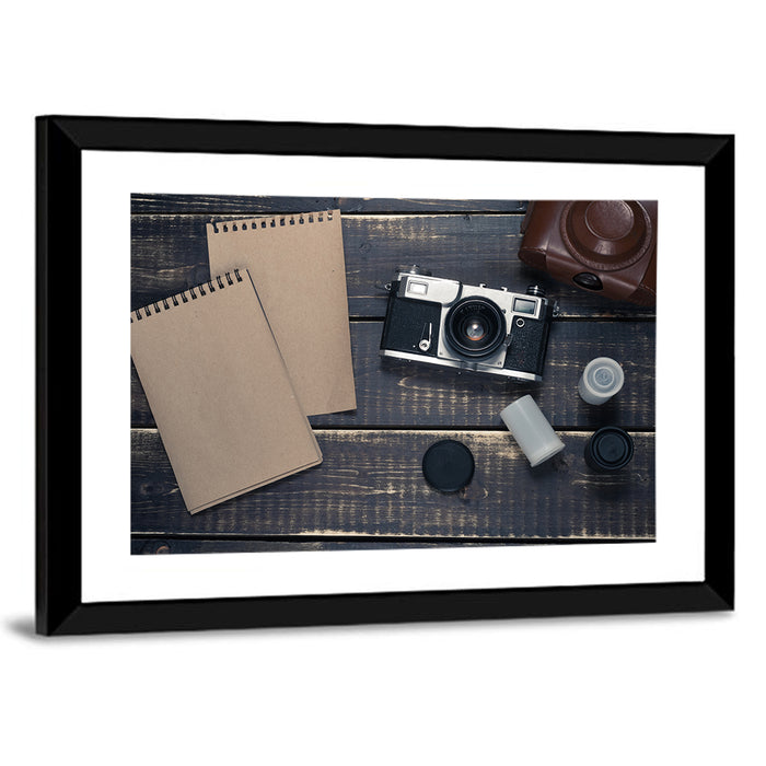 Vintage Rangefinder Camera Still Life Wall Art as a framed print