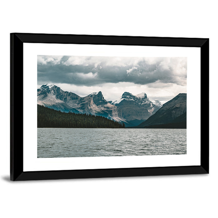 Maligne Lake, Snow-capped Peaks Wall Art as a framed print