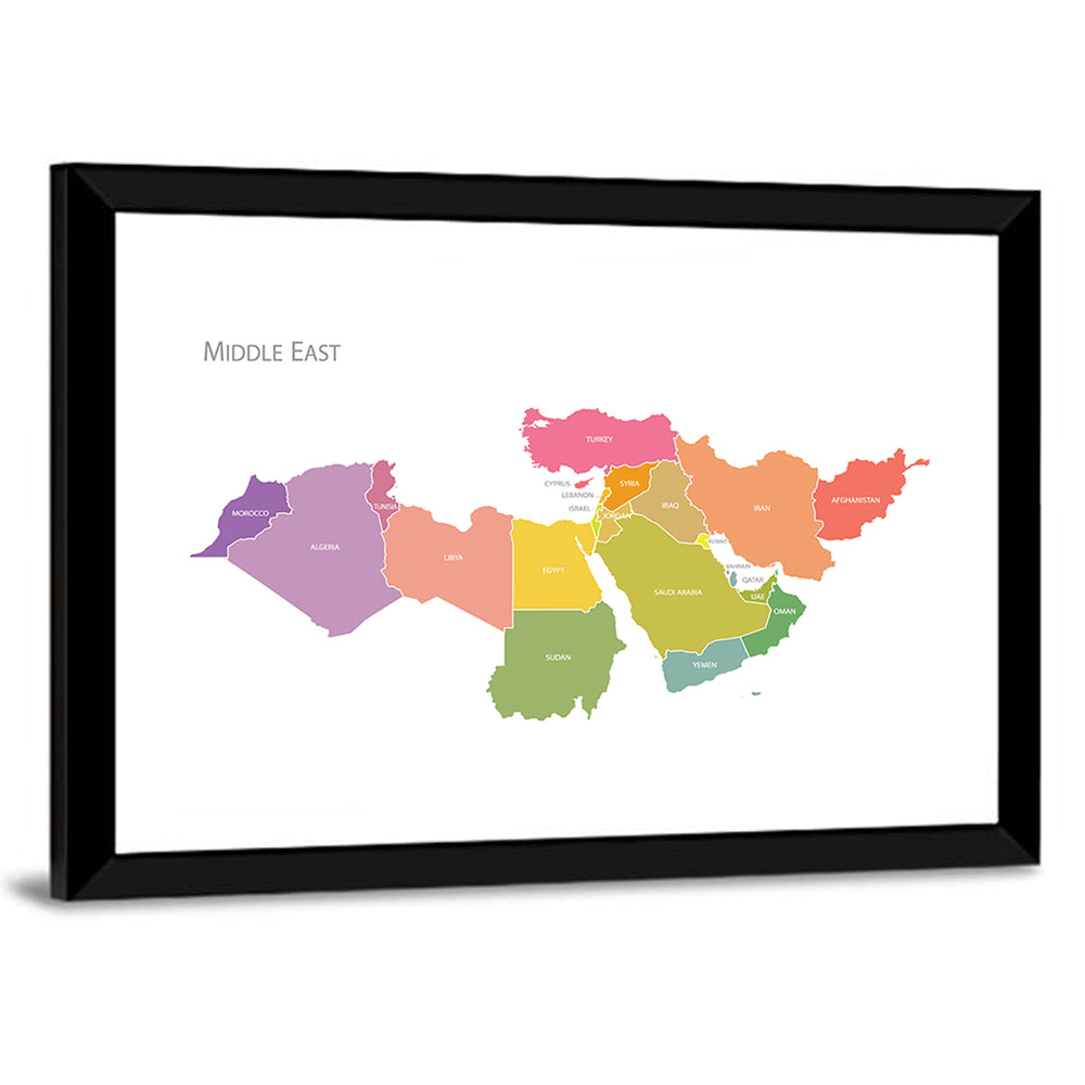 Colorful Middle East Map Wall Art